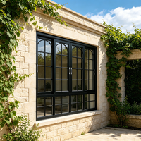 Ventana Corredera de Aluminio con Arco Francés Personalizada de Fábrica, Ventana Decorativa con Rejilla para Casa Residencial o Villa