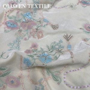 Textile tissé robuste haut de gamme pour les hauts de bricolage Cheongsam vêtements pour garçons à usage domestique-tissu à paillettes brodé floral - Product Image 3