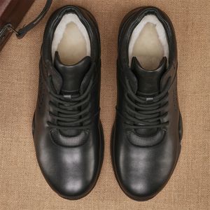 Bottines en cuir véritable pour homme, bout rond, semelle extérieure en caoutchouc, semelle intermédiaire en EVA, doublure en fourrure, confortables pour l'automne - Product Image 3