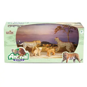 Keluarga Cheetah-Miniatur Cheetah Mainan Hewan untuk Anak-anak 3 Tahun dan Lebih (4PC) 3-5 Inch