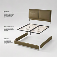 WINMAX Lit Moderne de Luxe en Cuir Véritable Rembourré, Confortable, Taille King Queen, Modulaire pour Maison et Hôtel 2513