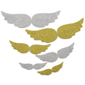 Wholesale Iron On Diamond Hot Fix Rhinestone Mesh Patches Wings Appliques For Wedding Dress Decoration