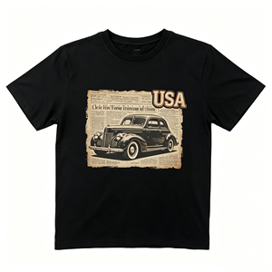 T-shirt DTG personnalisé Kornit, coupe lourde, effet vintage, imprimé journal américain, streetwear, directement <span class=keywords><strong>de</strong></span> l'usine OEM - Product Image 1