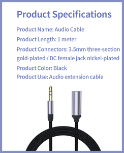 <span class=keywords><strong>Cable</strong></span> de Audio Auxiliar de Extensión para Auriculares <span class=keywords><strong>con</strong></span> Conector <span class=keywords><strong>Jack</strong></span> de 3.5mm Chapado en Oro, <span class=keywords><strong>Macho</strong></span> a Hembra, <span class=keywords><strong>con</strong></span> <span class=keywords><strong>Micrófono</strong></span>, Sonido de Alta Fidelidad para Auriculares - Product Image 6