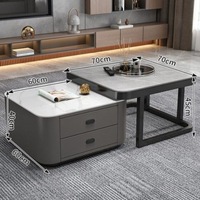 Table basse moderne de luxe léger, durable et portable, avec structure en bois et plateau en verre, idéale pour le rangement dans les petits appartements et salons.