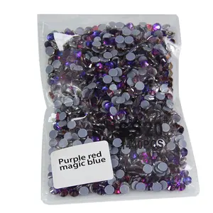 SS20 Ronde Hotfix Crystal Stenen Platte Achterkant Nail Art Glas Purple Amethyst Steentjes