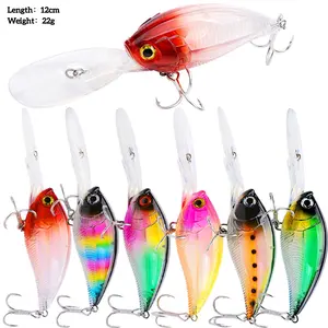 2024 nuevo 22G/12CM Crankbait señuelo cebos duros artificiales Señuelos de Pesca agua salada láser crankbait minnow señuelo de pesca de agua dulce