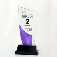 Plaque de récompense K9 vierge S M L, trophée en cristal violet diamanté à graver, pour cadeaux d'affaires MH-J0868