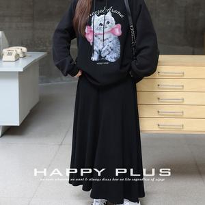 กระโปรงทรงเอเอวสูงไซส์ใหญ่สำหรับผู้หญิง รุ่น N9336 สีดำกราไฟต์ ผ้าวิสโคส ขอบเอวยางยืด - Product Image 3