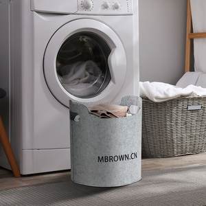 <b>Small</b> Foldable Felt Laundry Hamper Handles Lightweight Eco-Friendly Durable Bathroom Storage <b>Basket</b> for Kid Toys Towels - Product Image 4