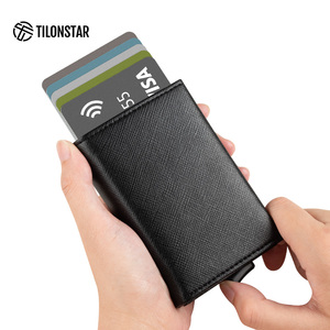 TILONSTAR TVC203 Wholesale Popular Classic Black Trifold <b>Wallet</b> Smart RIFD Aluminum Pop up Credit <b>Card</b> <b>Holder</b> <b>for</b> Men - Product Image 4