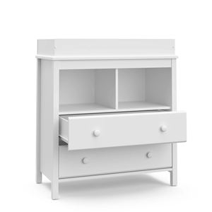 Table à <span class=keywords><strong>langer</strong></span> moderne blanche à 3 niveaux avec 2 tiroirs en MDF, design autoportant, rangement et dispositif anti-renversement sécurisé - Product Image 6