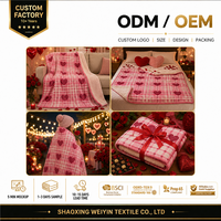 Manta de Felpa Personalizada al por Mayor para San Valentín, de Franela y Sherpa, con Estampado y Logotipo, Embalaje para Programas de Marca Minorista