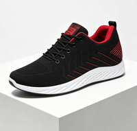 Baskets de sport pour hommes à semelle amortie, en maille tricotée, à lacets, confortables, respirantes, rehaussantes, légères, imperméables, vente en gros