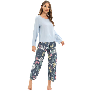 Ensemble de pyjama en rayonne à manches longues pour femmes, vêtements décontractés pour la maison, tenue de nuit - Product Image 6