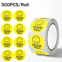 Personnalisation sur mesure, étiquettes décoratives circulaires adhésives amovibles de haute qualité, merci pour le rouleau d'autocollants