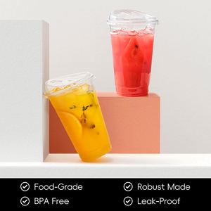 1000 gobelets transparents jetables de 16 oz sans paille, résistants aux chocs, sans BPA, pour café glacé et bubble tea - Product Image 2