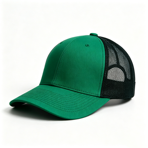 Casquette Trucker Unisexe à 5 Panneaux avec Dos en Maille Bicolore, Panneau Avant Vert Uni, en Toile de Polyester Respirante, pour Sports de Plein Air - Product Image 6