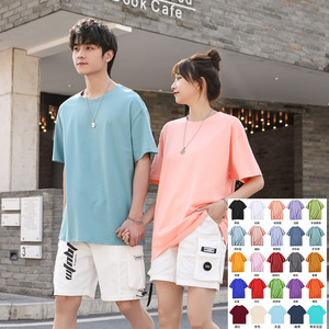 27 colores 200gsm algodón cuello redondo ajuste suelto hombro caído manga corta sobre tamaño hombres camiseta - Product Image 1