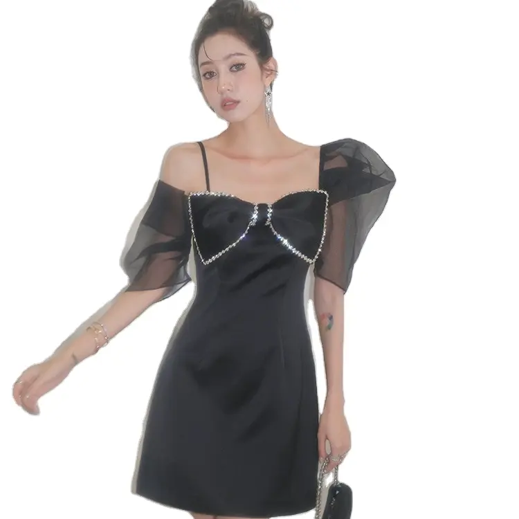 Vestido feminino sensual de cristal, vestido de festa sem mangas, roupa noturna de luxo, 2022