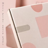 Boîte d'expédition en carton écologique rose à motif géométrique imprimé offset, emballage cadeau de luxe pour fleurs avec logo