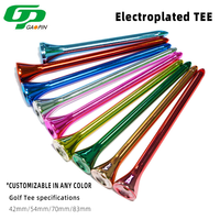 Tees de golf électro-plaqués couleur personnalisée, 4 tailles (42mm-83mm), surface brillante, résistants à l'usure et aux dommages, en plastique GP-T078