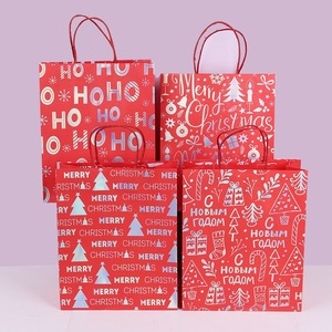 <strong>Red</strong> Christmas Kraft Paper <strong>Bags</strong> Goody <strong>Gift</strong> <strong>Bags</strong> With Handles Xmas Present Packaging <strong>Bags</strong> - Product Image 3