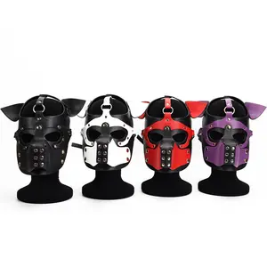 Masker Dewasa mainan seks SM mainan alternatif cosplay menggoda kepala anjing topeng tutup kepala