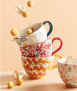 Tasse à thé en céramique avec poignée, motif floral peint à la main, prix bas, vente chaude - Product Image 4