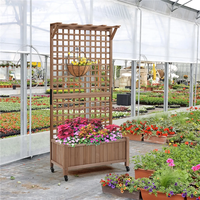 Jardinière surélevée Combohome avec roues, bac à plantes mobile en bois de sapin avec treillis pour légumes et fleurs