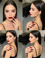 Faux ongles rouges élégants et simples à presser, effet haut de gamme, courts, en forme d'amande, à motifs floraux pour les doigts, vente en gros