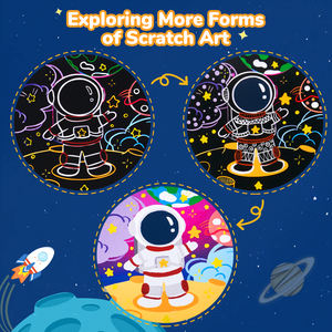 Papel para Rascar de Alta Calidad Joycat, Manualidades de Arte Mágico con Arcoíris, Libro de Dibujo para Rascar, Papel Negro para Niños - Product Image 5