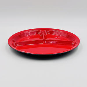Assiette en mélamine à 3 compartiments, rouge et noir, 10 pouces, pour repas équilibrés - Product Image 4
