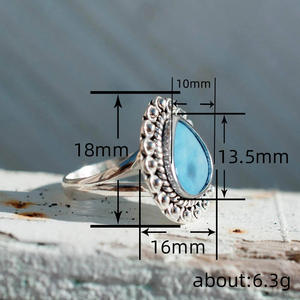 Anello da Cocktail da Donna T0982 con Acquamarina a Goccia, Montatura a Castone, Gioiello alla Moda, Idea Regalo - Product Image 4