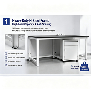 Banco de trabajo de laboratorio de acero con estructura en H Baitu SEFA8M, con gabinetes móviles de acero para laboratorio biológico y microbiológico. - Product Image 5