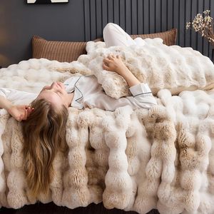 Nữ Hoàng Kích thước thỏ Fluff Faux lông Duvet cover Set Tie-Dye màu xám trắng sang trọng bộ đồ giường 2 gối shams dây kéo đóng cửa Fluffy <span class=keywords><strong>Comforter</strong></span> - Product Image 5