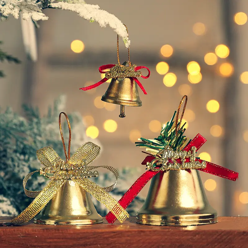 Pronto para enviar Diy Presentes Pendurado Acessório Prata Metal Decorações Ornamento Gigante Jingle Sinos De Natal