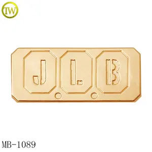 Wholesale engraved name plate making matte gold handbag logo rivets label emblems for women wallet