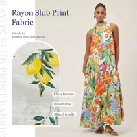 Tissu tissé 100% rayonne slub imprimé uni, vente en gros, 30s 45s, tissu viscose filé floral personnalisé pour robe, chemise, été