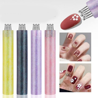 Stylo de pointillage à 5 pétales pour nail art, manche acrylique, outil de peinture florale, stylo de manucure – Vente en gros