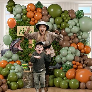 141 pièces/ensemble, thème forêt primitive, dinosaures, ballons en latex rétro marron, orange, vert, <span class=keywords><strong>arche</strong></span> pour jungle, safari, baby shower, anniversaire - Product Image 4