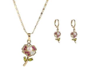 Juego de Joyería de Oro Laminado de 18K, Collar y Aretes con Diseño Floral Romántico, Joyería para Mujer de Alta Calidad, Resistente al Deslustre, con Diseño Floral - Product Image 5