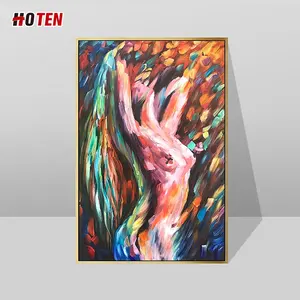 Peinture à l'huile originale sur toile, dos nu d'une jeune femme charmante, scène de danse abstraite sexy, pour la décoration de chambre à coucher - Product Image 1