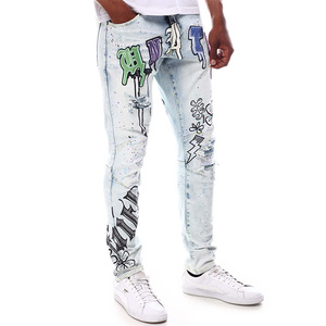 Jeans de Moda para <span class=keywords><strong>Hombre</strong></span>, de Alta Calidad, Elegantes y Ligeros, con Pedrería, Diseño Personalizado con Letras y Logotipo - Product Image 2