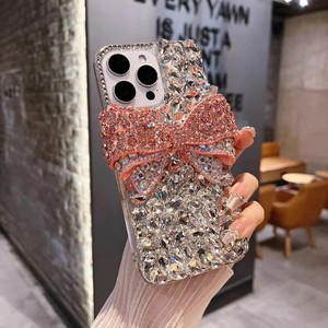 เคสโทรศัพท์มือถือลายโบว์ 3 มิติ ประดับเพชรหรูหรา ทำมือ สำหรับ iPhone 18 17 Pro Max 16 15 14 13 12 11 Xr Xs Max ฝาหลังแบบวิบวับ - Product Image 1