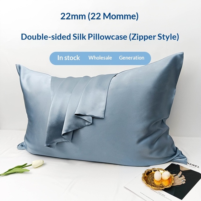 Thickened Double-sided Silk Pillowcase Multi-color 22mm Heavyweight Mulberry Silk High-quality Invisible Zipper Customizable