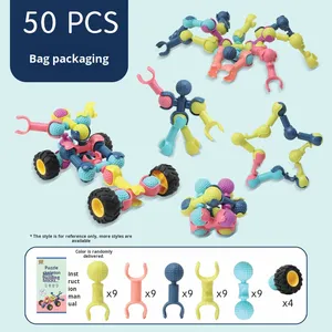Blocs de construction éducatifs en plastique ABS pour enfants, 40 pièces, articulations squelettiques, jouets de bureau pour la maternelle, unisexe, âges 3-6 ans - Product Image 2