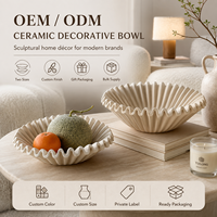 Plateau à fruits en céramique personnalisable haut de gamme, style européen, à bords ondulés, pour la décoration de table à la maison, cadeau d'affaires