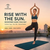 Matras Yoga Suede Anti Selip Yugaland Commercial Chain untuk Latihan Profesional di Gym Grosir