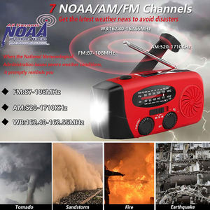 Radio météo portable AM/FM NOAA et préparation aux catastrophes, lampe de survie solaire à manivelle d'urgence pour le camping en plein air - Product Image 3